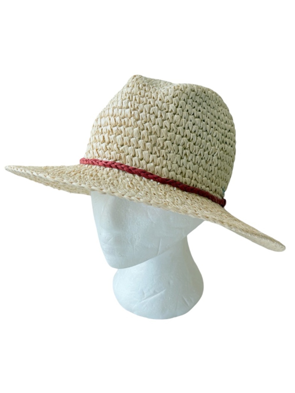 Eddie Bauer Paper Straw Sun Hat with Red Braided Band